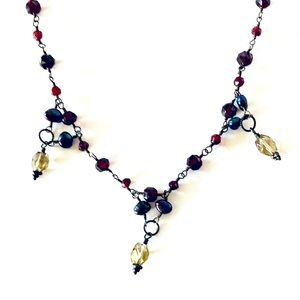 Garnet Pearl Stone Necklace Rosary Type Design